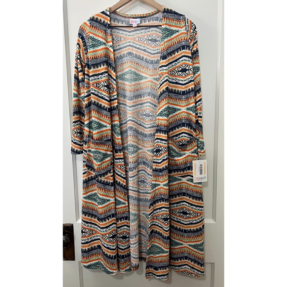 LuLaRoe Women's Sarah Long Duster Cardigan Pockets Multicolor Size XS - NWT!